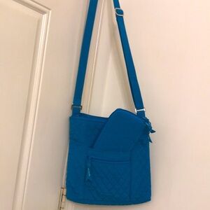 NWOT VERA BRADLEY BLUE QUILTED CROSSBODY PURSE WITH MATCHING WALLET